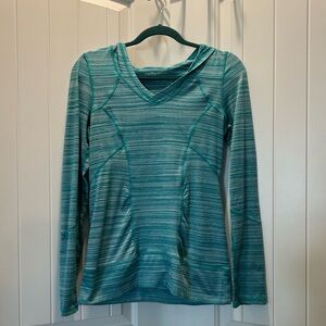 ZELLA PULLOVER HOODIE SPACE DYE Turquoise Teal Marled Size Medium